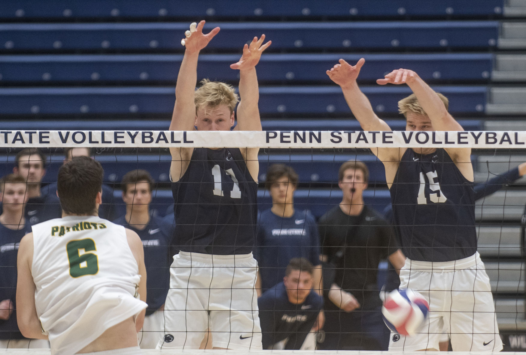 Penn State men's volleyball vs George Mason, Cameron Bartus (11) and Canyon Tuman (15)